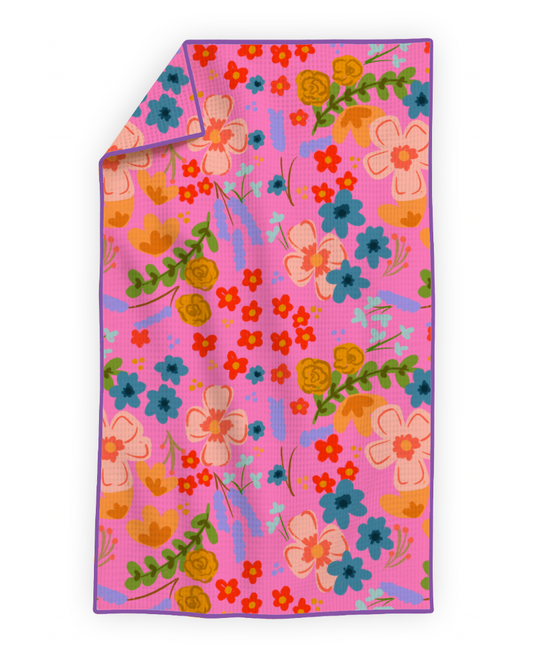 Pinky Pie Floral- Microfiber Waffle Weave Tea Towel