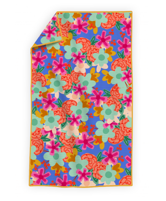 Everette Blue Floral- Microfiber Waffle Weave Tea Towel