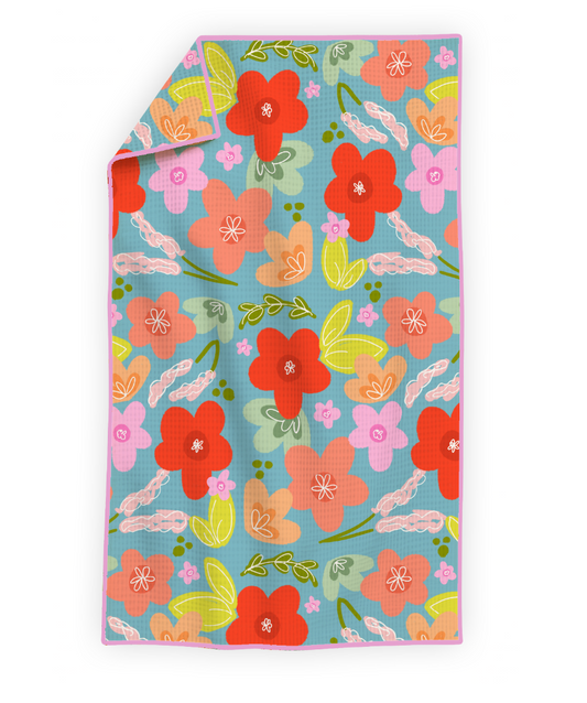 Peaceful Fields Floral- Microfiber Waffle Weave Tea Towel