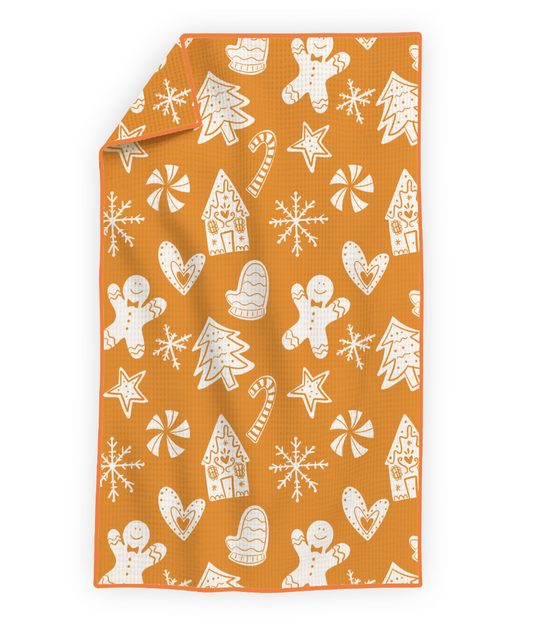 Gingerbread Dreams- Microfiber Waffle Weave Tea Towel