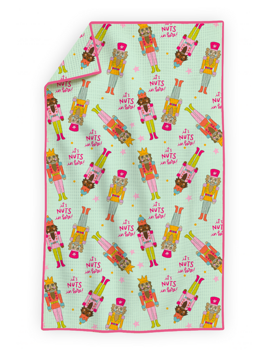 It's Nuts in Here! Nutcracker- Microfiber Waffle Weave Tea Towel