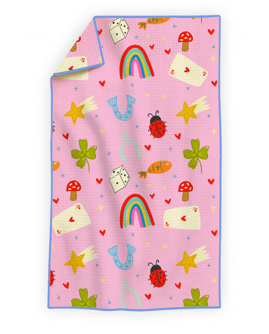 Lucky You- Microfiber Waffle Weave Tea Towel