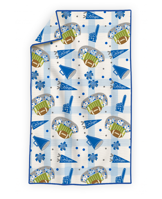 Blue & White Football Game Day- Microfiber Waffle Weave Tea Towel