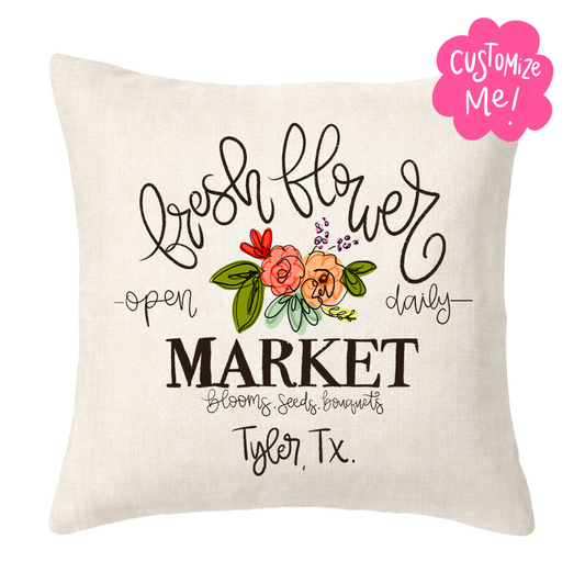 Fresh Flower Market Custom Town Square Pillow