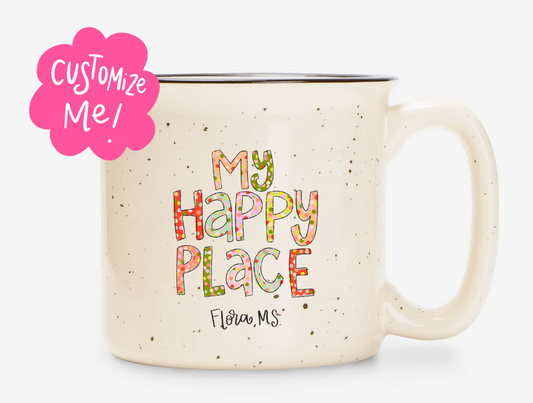 My Happy Place Confetti Custom Town Mug