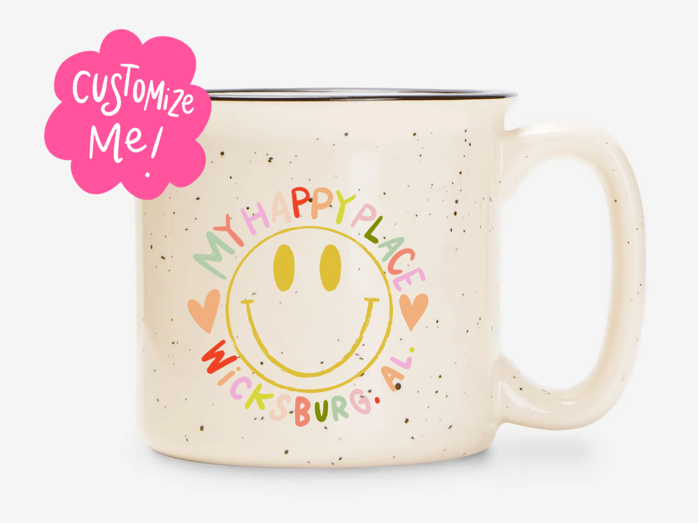 My Happy Place Smiley Custom Town Mug