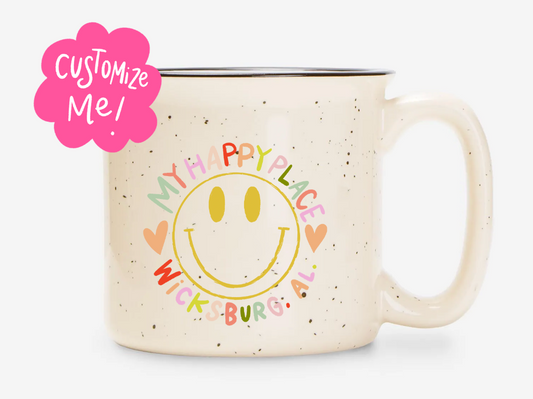 My Happy Place Smiley Custom Town Mug