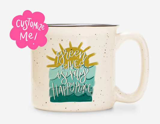 *Custom Lake Name* Is My Happy Place Coffee Mug (Vertical Design)
