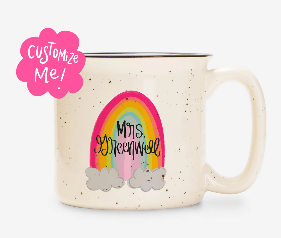 Rainbow Teacher Custom Name Mug