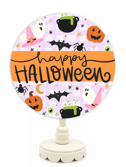 Decorative plate with Halloween-themed design on a white background