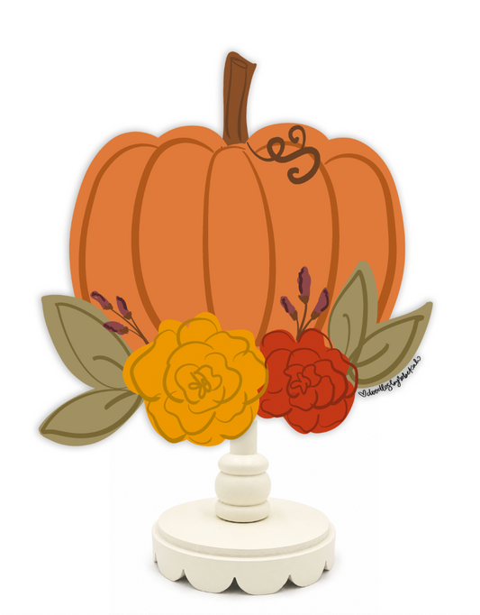 Decorative pumpkin with flowers on a white background