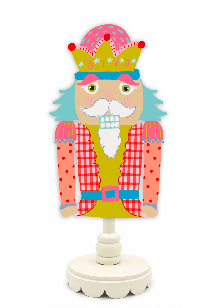 Colorful wooden Nutcracker figure on a white background