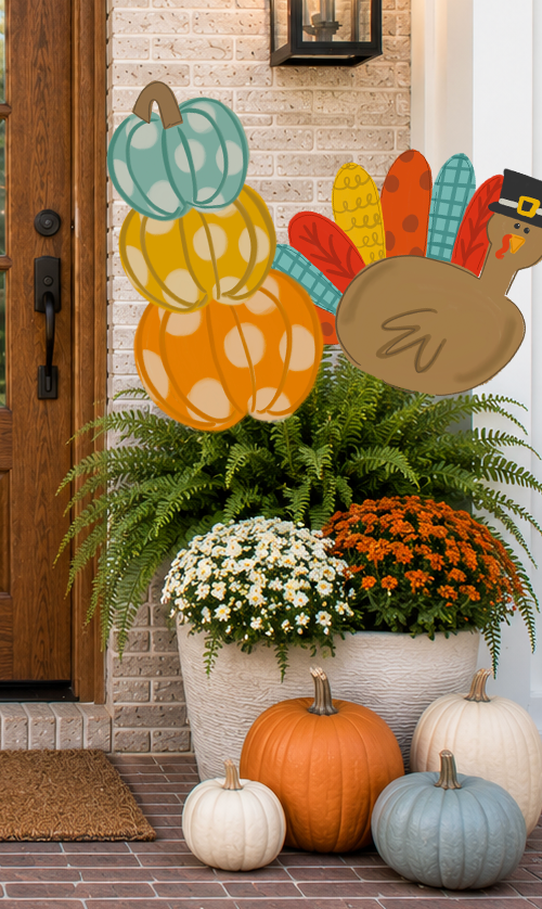 Turkey Thanksgiving 24 inch Potted Plant Stake