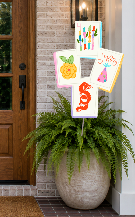 Mahjong Tiles 24 inch Potted Plant Stake