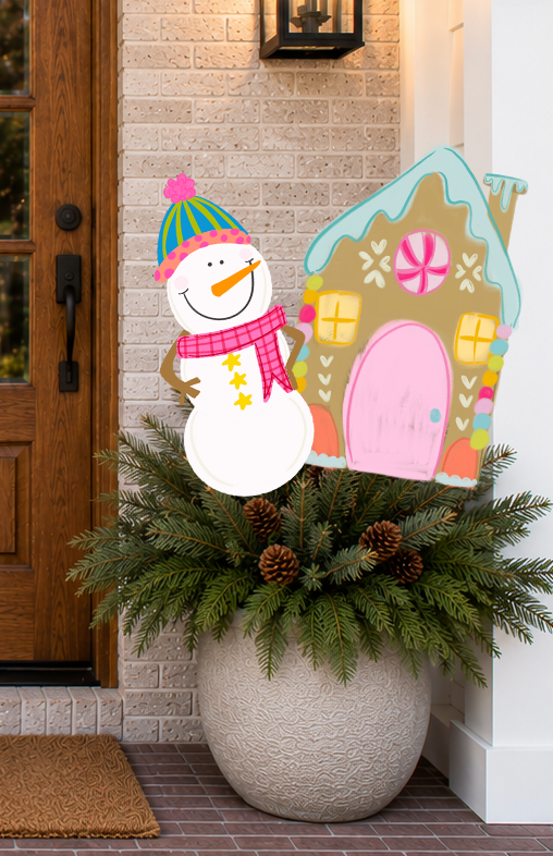 Snowman Christmas 24 inch Potted Plant Stake