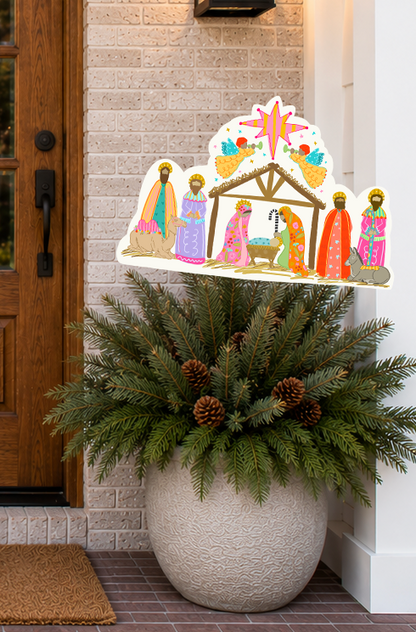 Nativity Scene Christmas 24 inch Potted Plant Stake