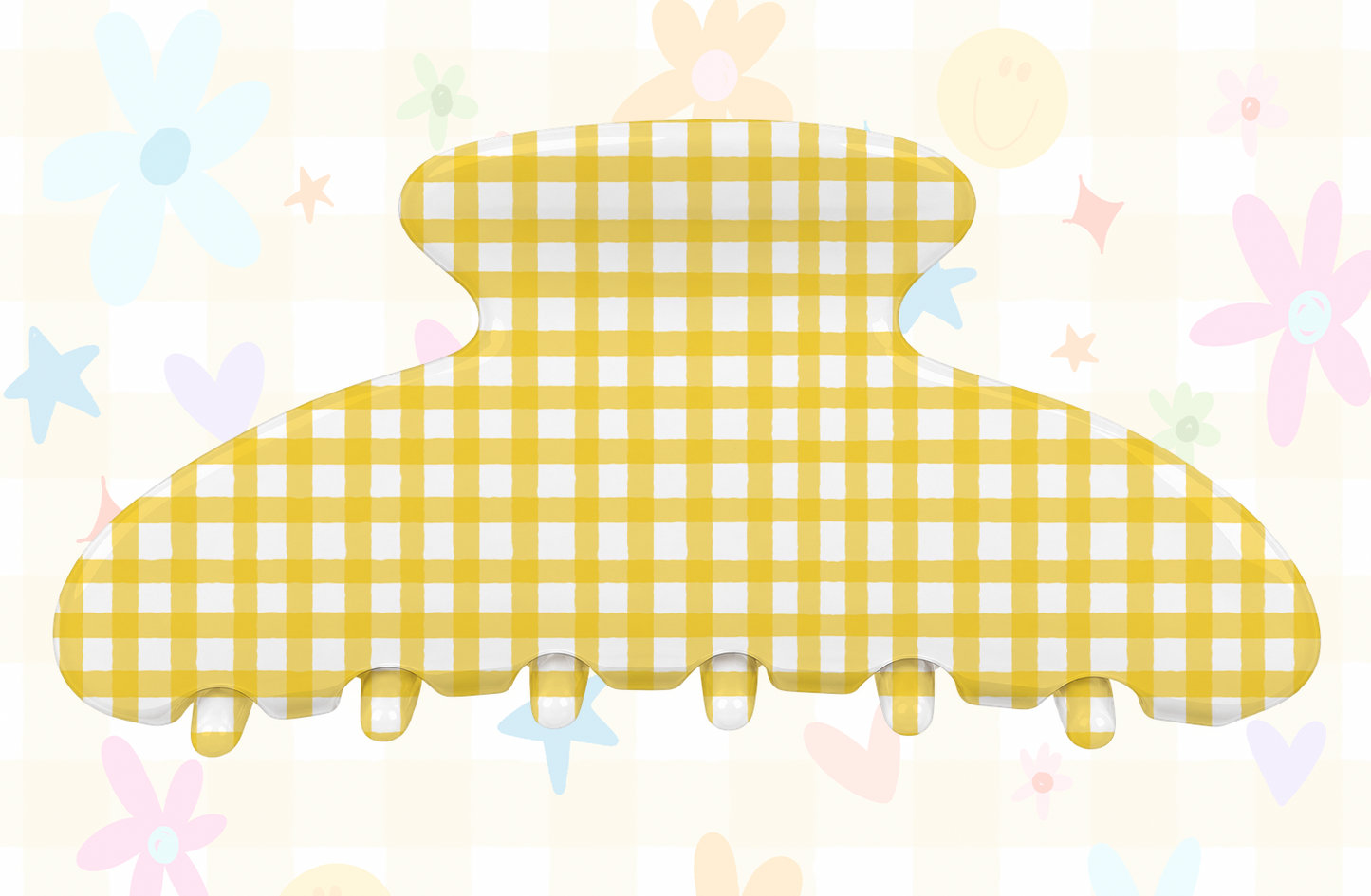 Yellow Gingham Claw Clip