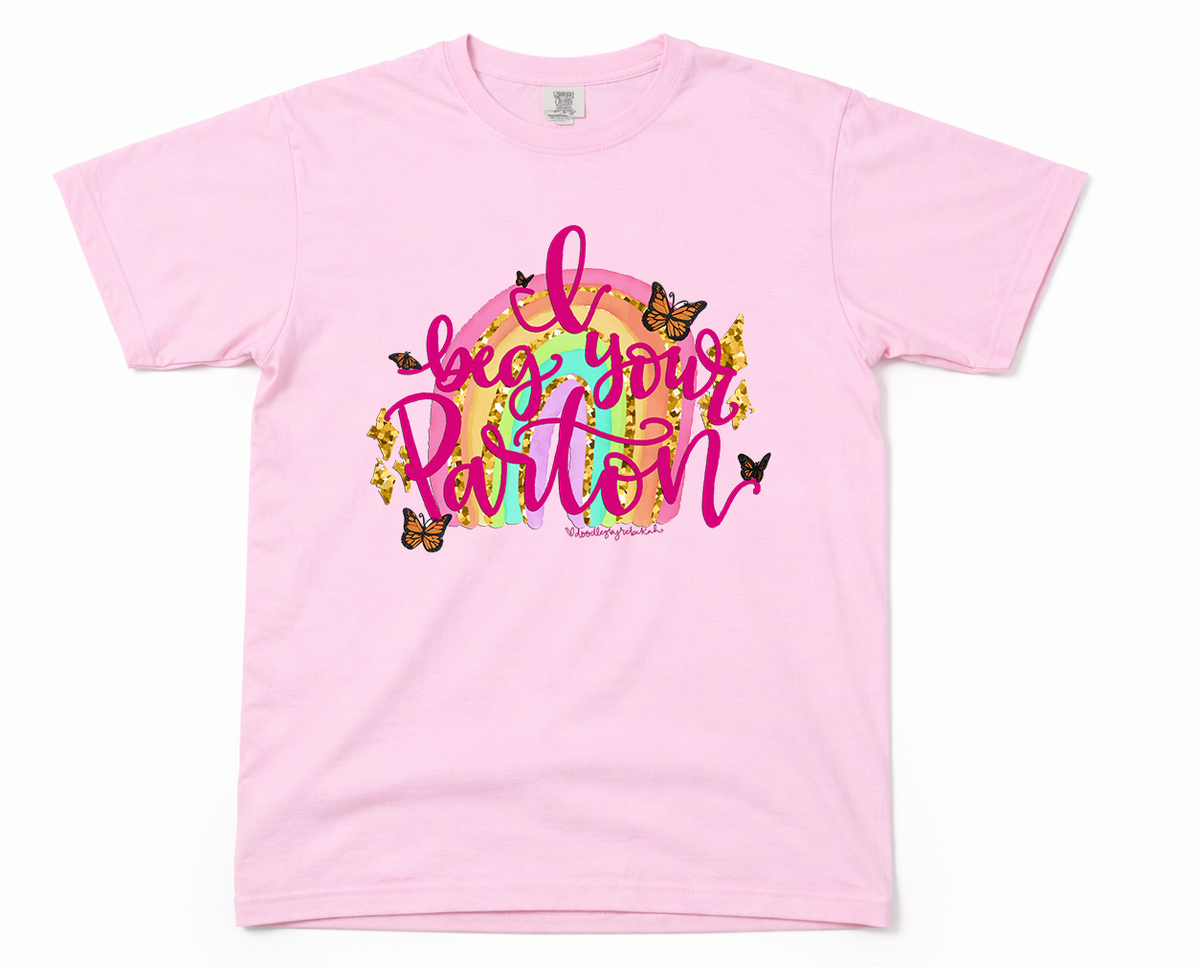 I Beg Your Parton Neon Violet Tee