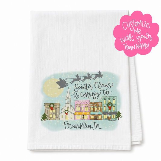 Santa Claus Custom Name Tea Towel