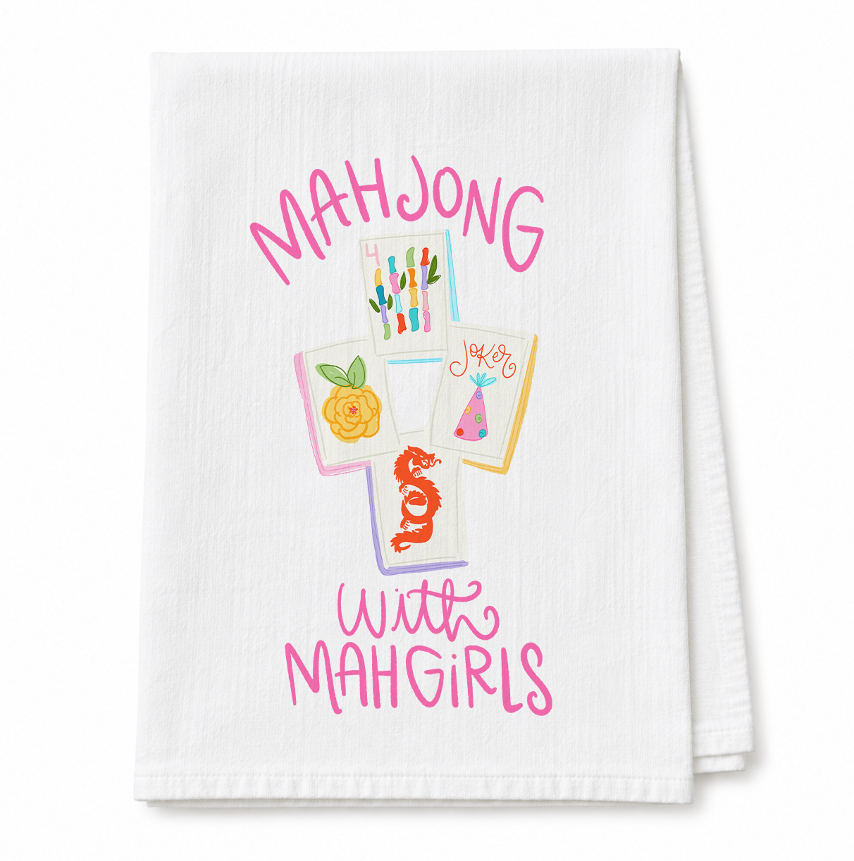 Mahjong with Mah Girls Tea Towel