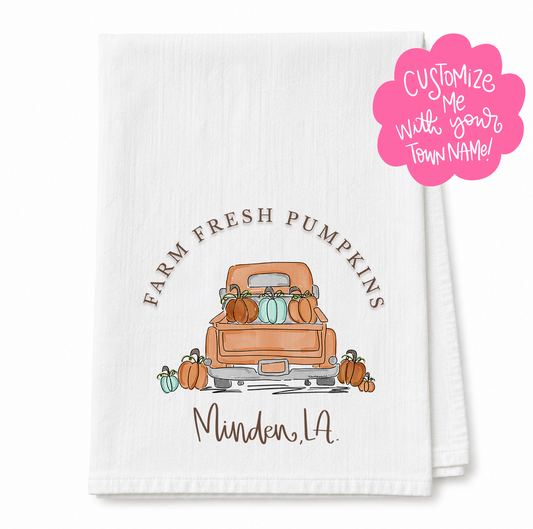 Farm Fresh Pumpkins Custom Town Tea Towel