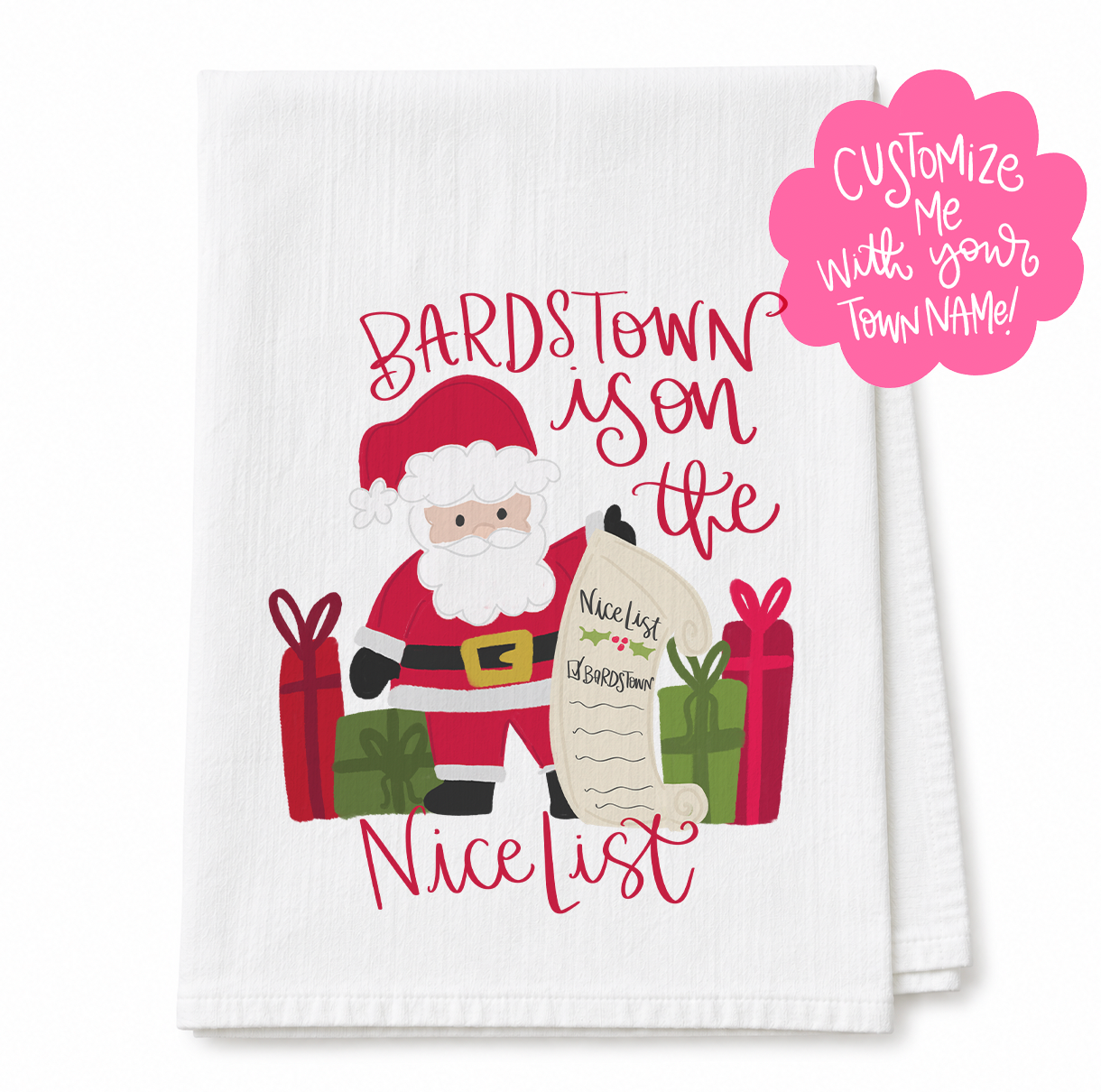 Nice List Custom  NameTea Towel