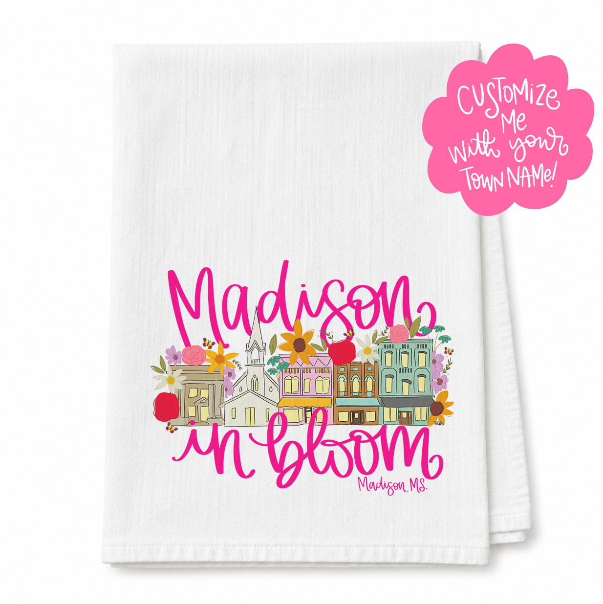 In Bloom Custom Name Tea Towel