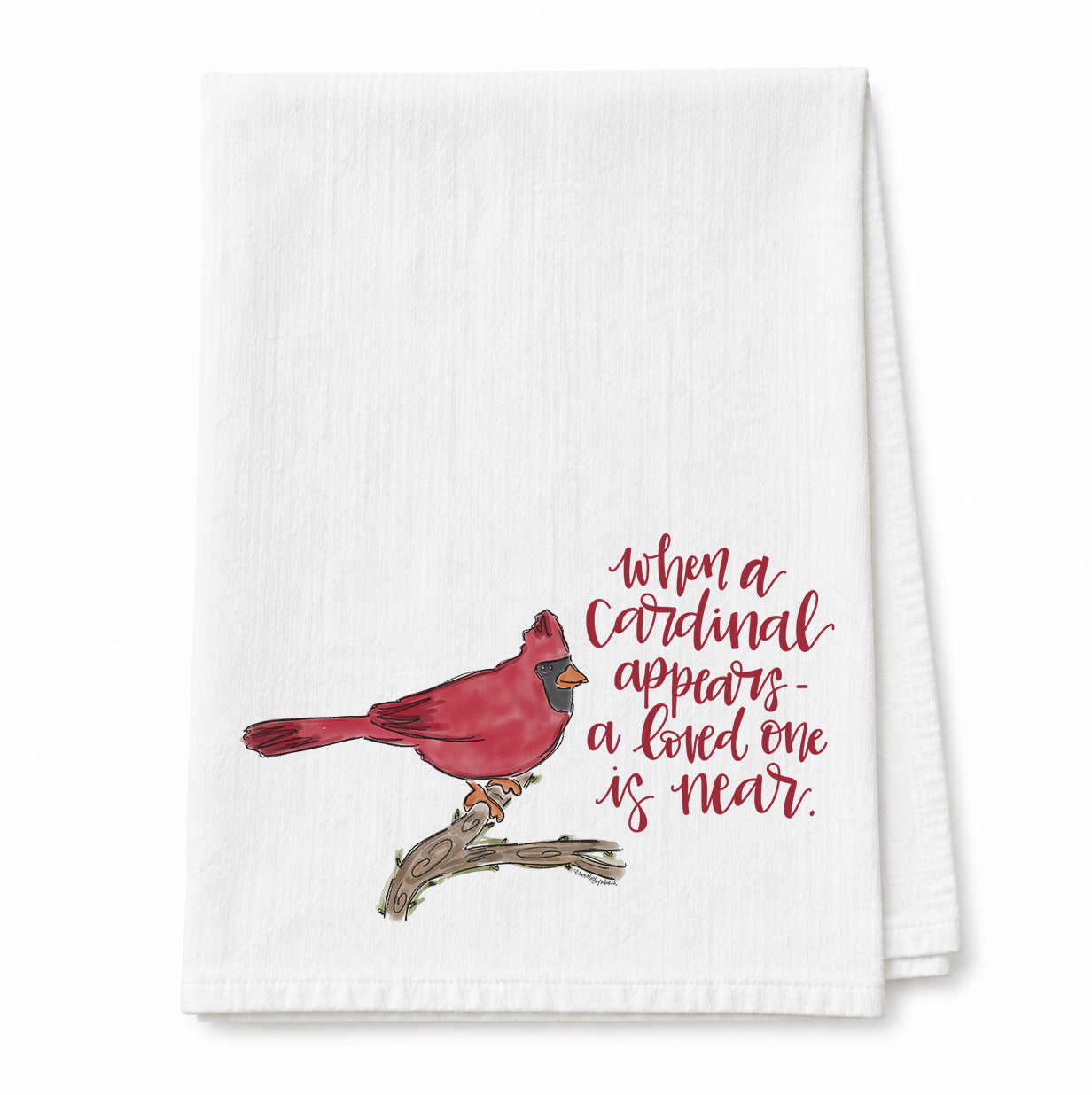 When a Cardinal Appears Tea Towel