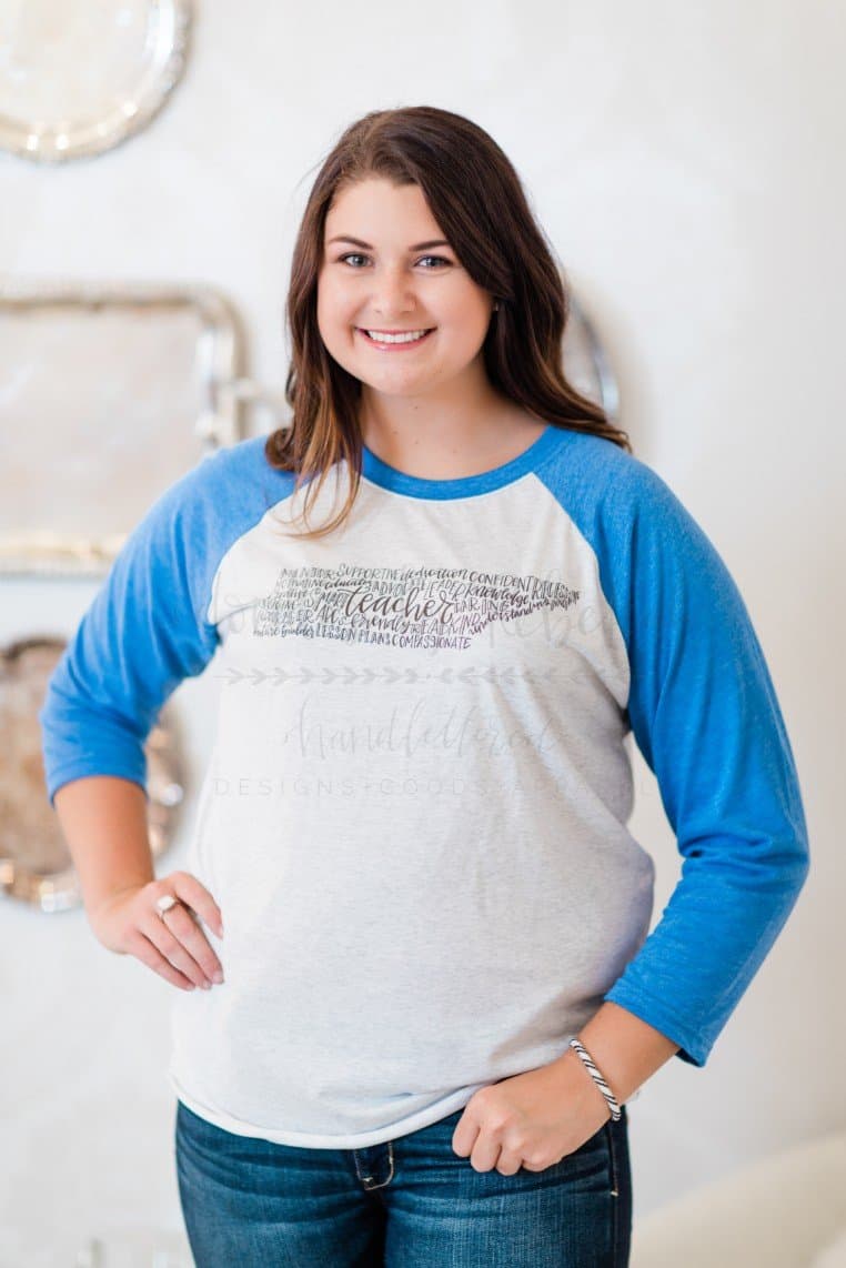 Tennessee Teacher Word Art Raglan - Tees