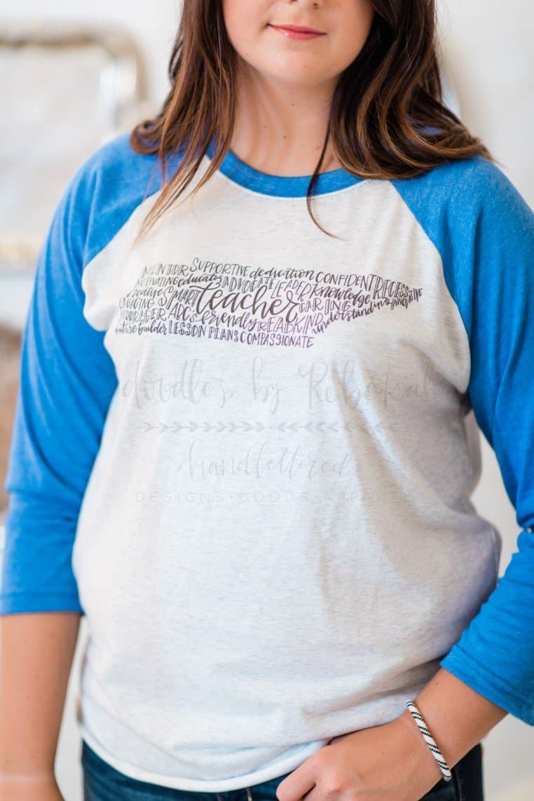 Tennessee Teacher Word Art Raglan - Tees