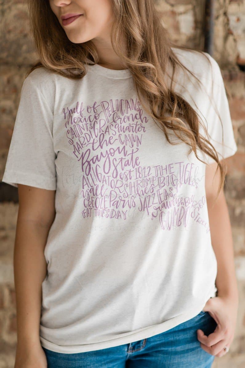 Louisiana Word Art - Tees