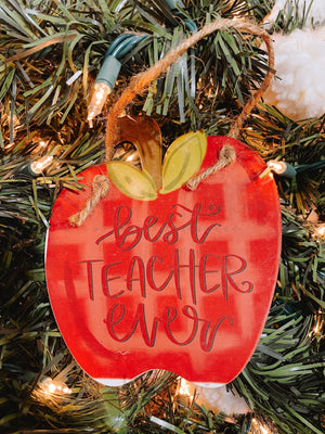 Best Teacher Ever Apple Ornament - Ornaments
