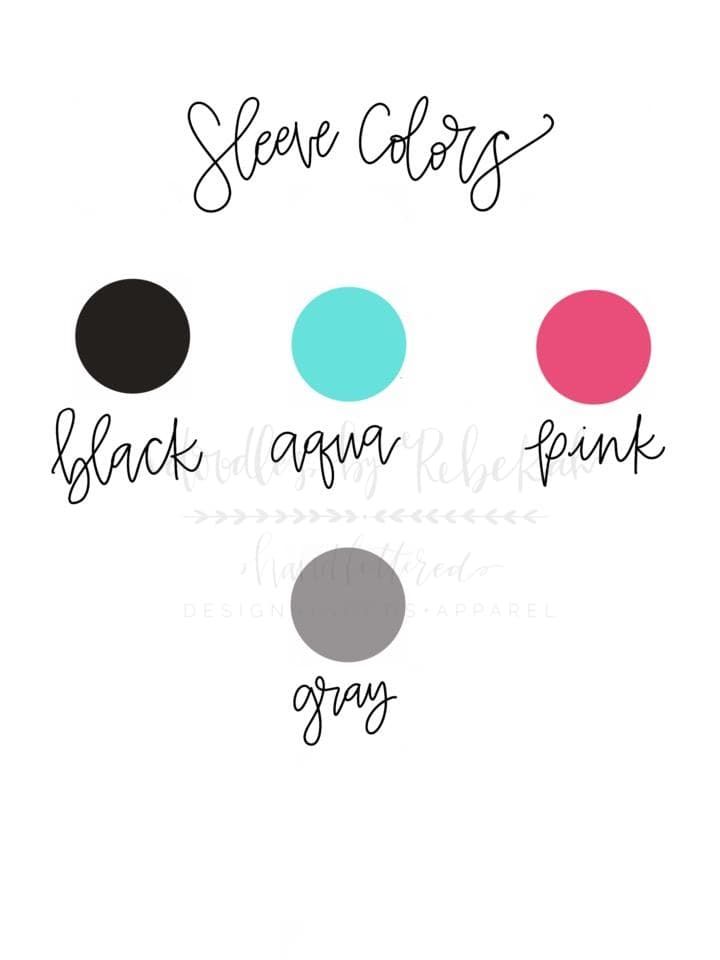sleeve color chart featuring black, aqua, pink, and gray