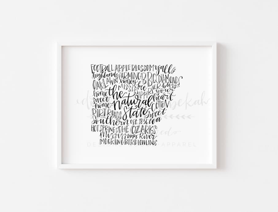 An 8x10 print featuring black handwritten-style text on a white background, arranged in a square shape, with a visible white frame.