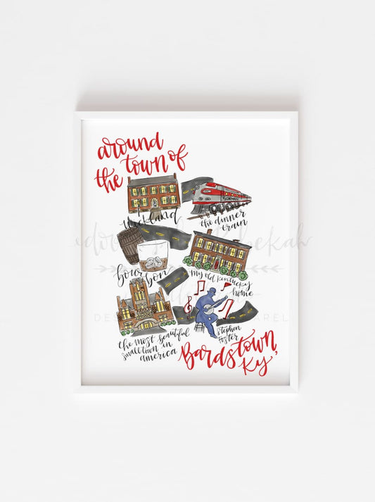 Framed print about Bardstown, KY against a white background