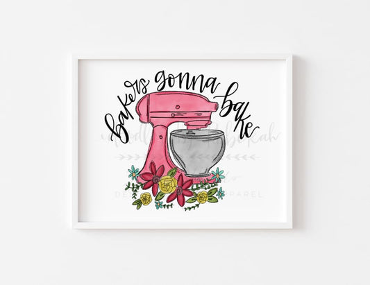 Framed print of a mixer against a white background 