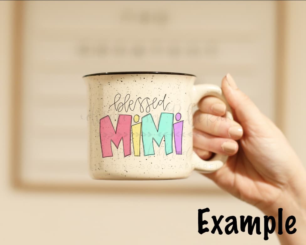 You’ve been Mugged! Choose Your Own Grandma Name mug being held in front of the camera