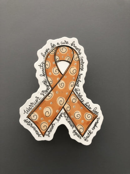 Hand drawn cancer awareness ribbon in Orange