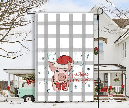 Christmas Pig Garden Flag - Garden Flag