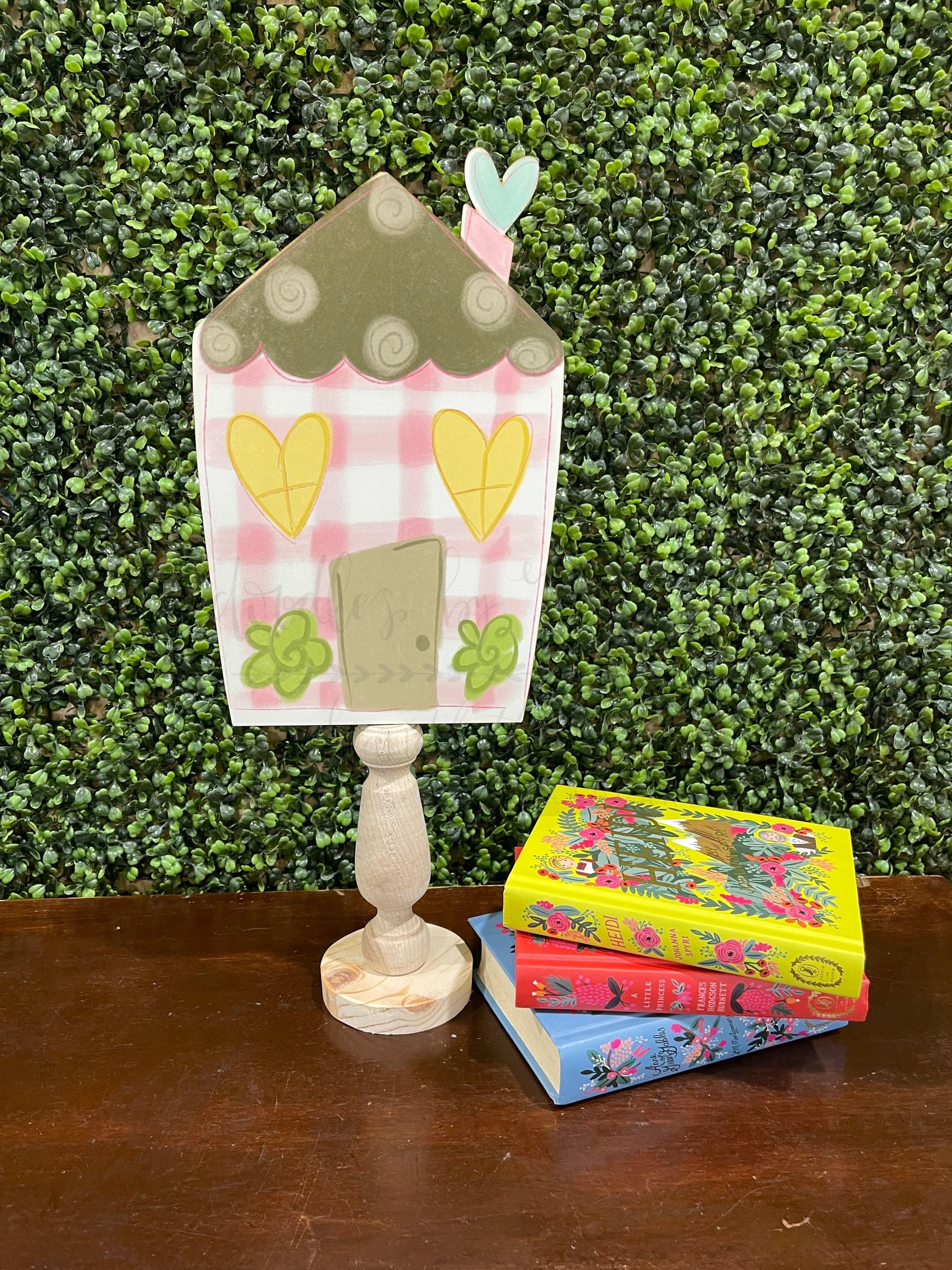 Pink Plaid House Topper/Attachment - Door Hanger