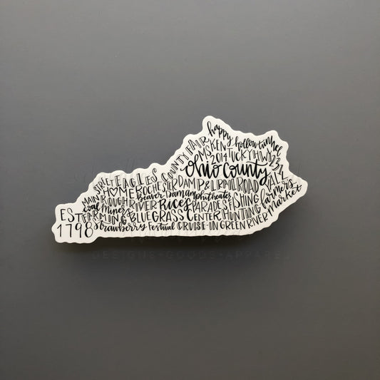 Ohio County KY Word Art Sticker - Sticker