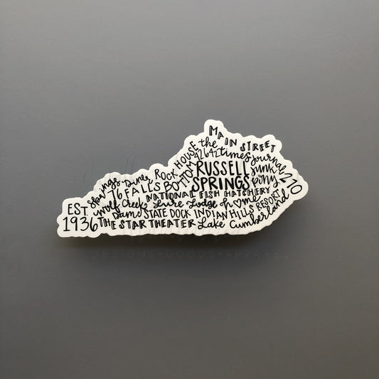 Russell Springs KY Word Art Sticker - Sticker