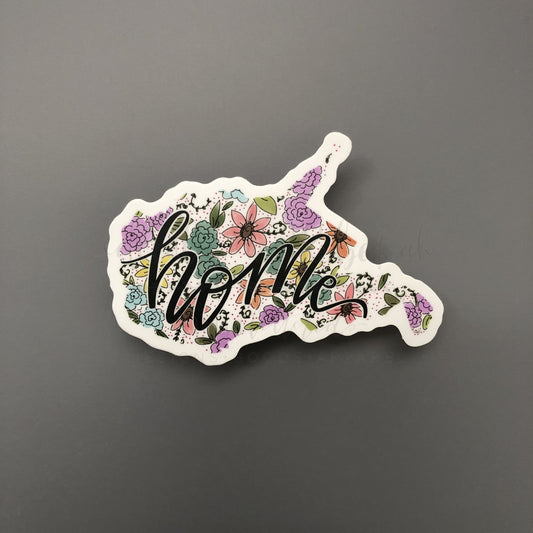 West Virginia Floral Home Sticker - Sticker