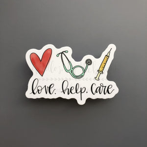Love. Help. Care. Sticker