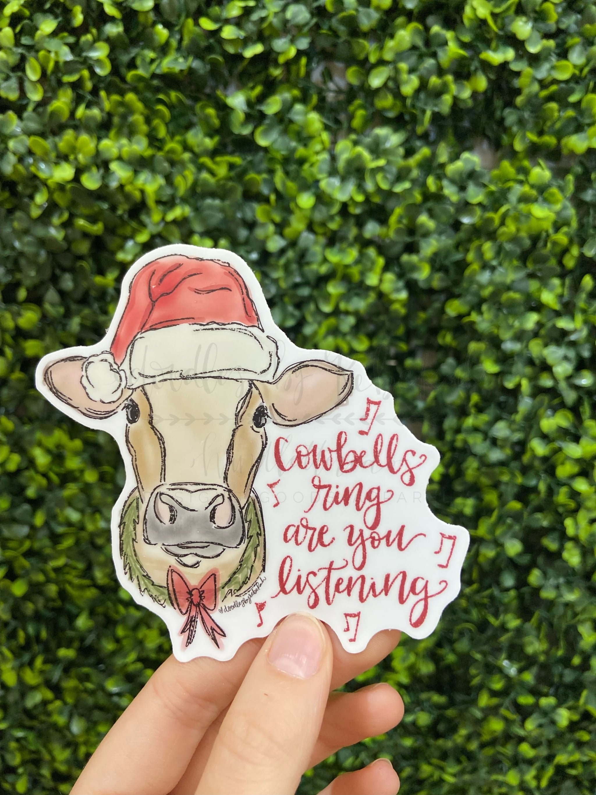 Doodles by Rebekah - Cowbells Rings Are You Listening Sticker