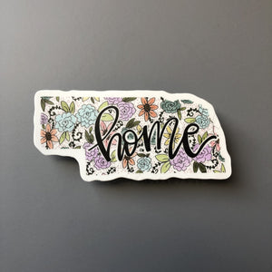 Nebraska Floral Home Sticker - Sticker