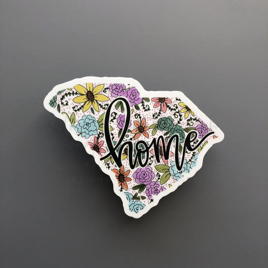 South Carolina Floral Home Sticker - Sticker