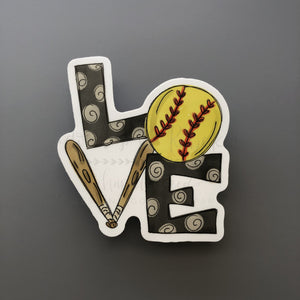 LOVE Softball Sticker