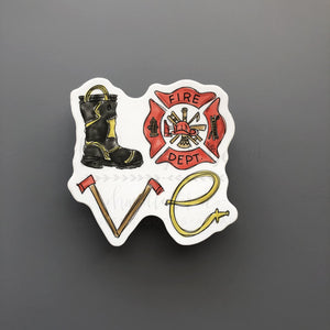 LOVE Firefighter Sticker - Sticker