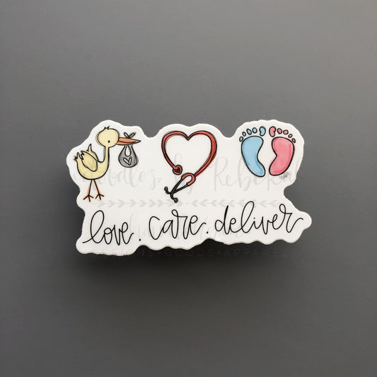 Love. Care. Deliver Sticker - Sticker